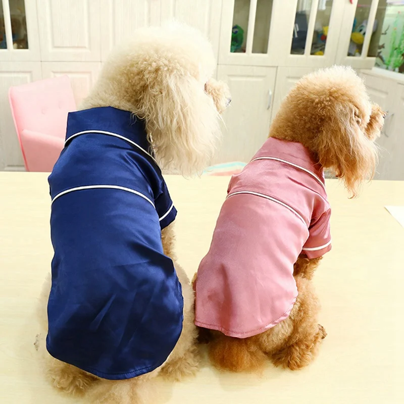 Luxury Pet Dog Pajamas Soft Silk Pajamas Pet Coat Clothing For Small Dog French Bulldog Shih Tzu Puppy Dog Clothes