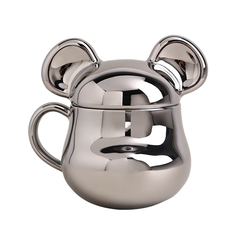 

370ml Ceramic Cup Cute Bear Coffee Cup with Lid Creative Ceramic Milk Mug Gift Box Nordic Style Living Room Home Decoration