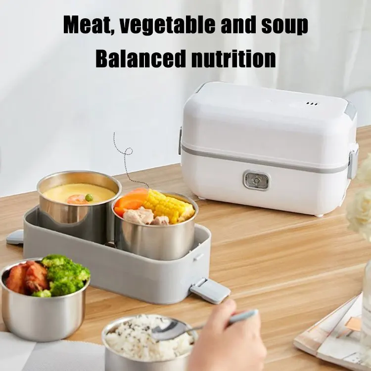 Dual Use 220V 110V Electric Heated Lunch Box Stainless Steel School Car Picnic Food Heating Heater Food Warmer Container