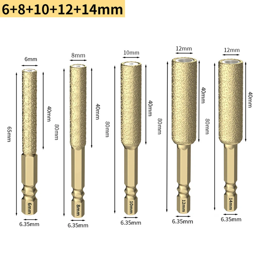2/3/4/5pcs Brazed Diamond Drill Bit With Hex Shank For Dry Drilling Tiles Granite Marble Concrete Featuring Wax Core Hand Tools