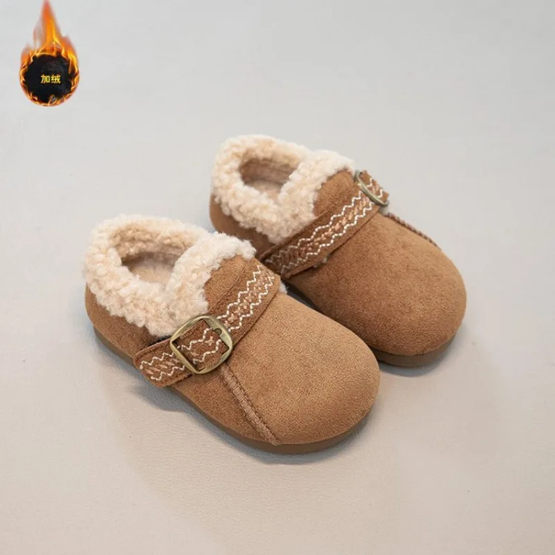 2026 New Fashion Children's Causal Shoes Soft Winter Causal Girls Cotton Shoes Solid Color Kids School Plush Boots Warm Shoes