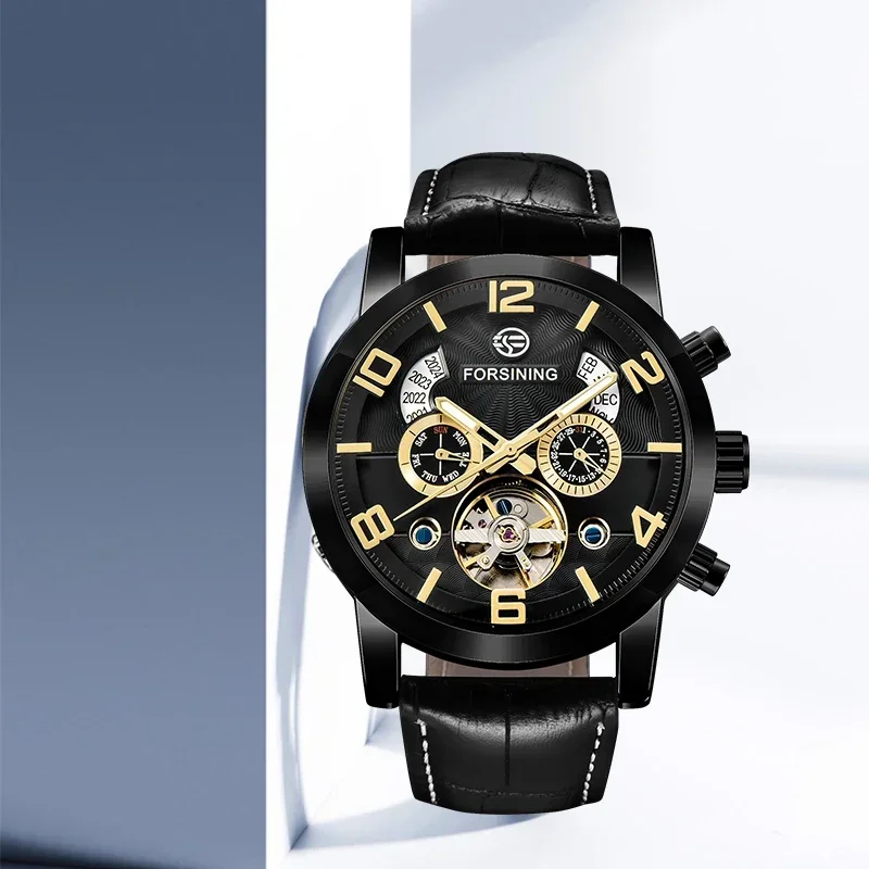 

Forsining лучший бренд класса люкс автоматические из натуральной кожи люксовый бренд дизайн мужские часы с турбийоном спортивные повседневные военные часы