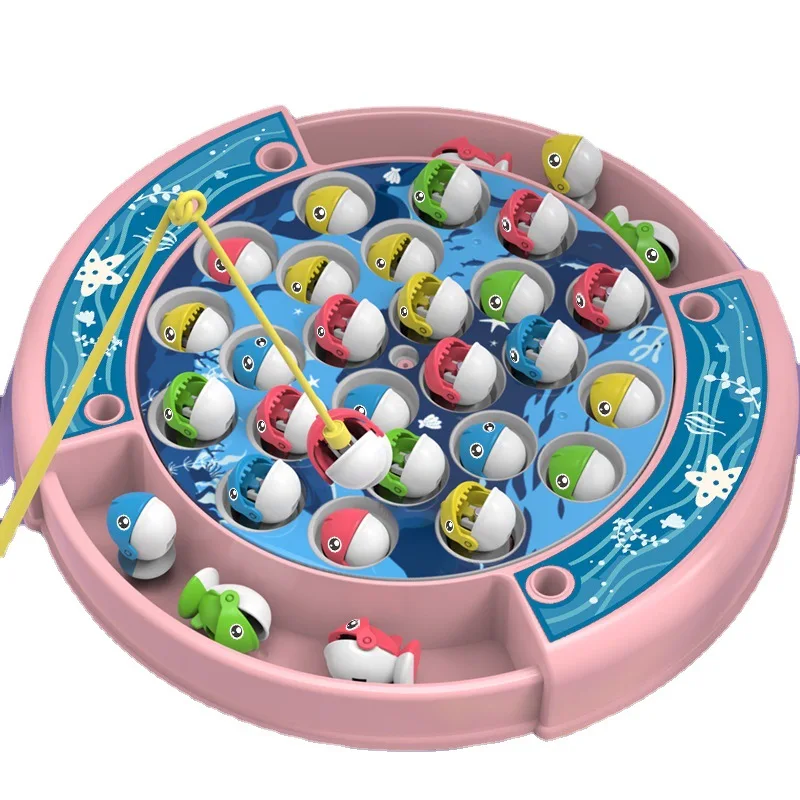 Set di giocattoli da pesca rotanti elettrici per bambini con musica Simpatico pesce magnetico Puzzle interattivo per bambini Giocattoli da pesca per l'educazione precoce