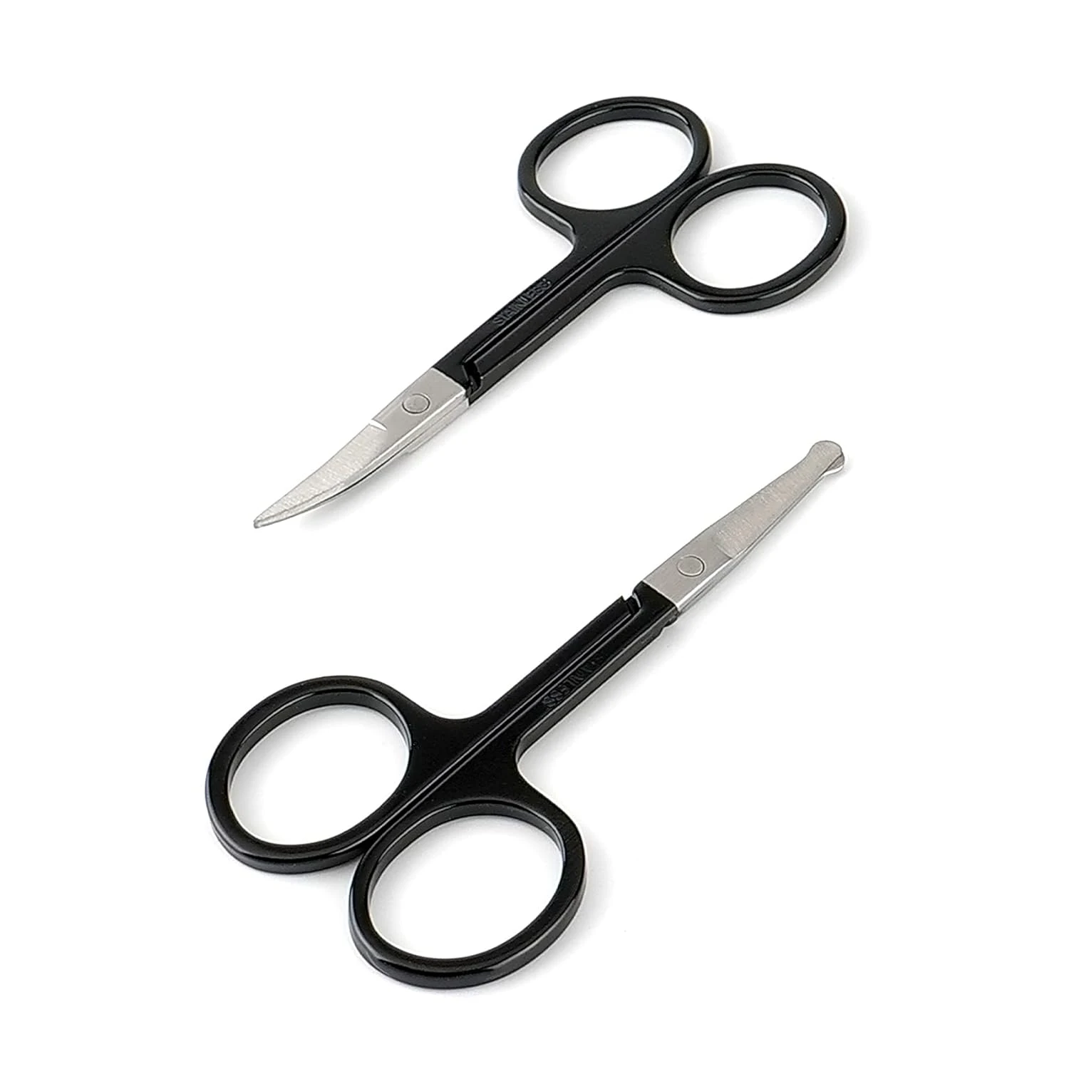 Facial Hair Small Grooming Scissors For Men Women - Eyebrow, Nose Hair, Mustache, Beard, Eyelashes, Ear Trimming Kit - Curved an