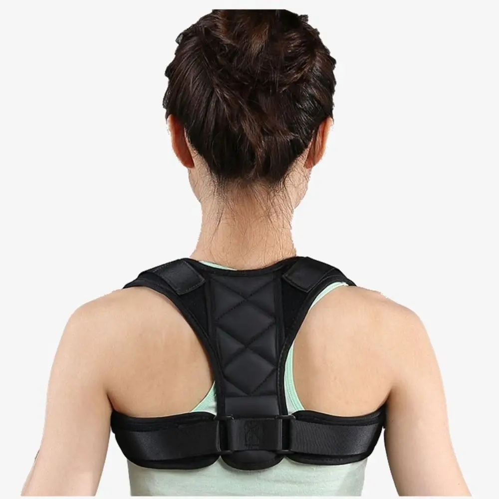 Picture 3: Polyester Back Straightener Full Back Breathable Back Brace Posture Corrector Adjustable Black Upper Back Brace Office