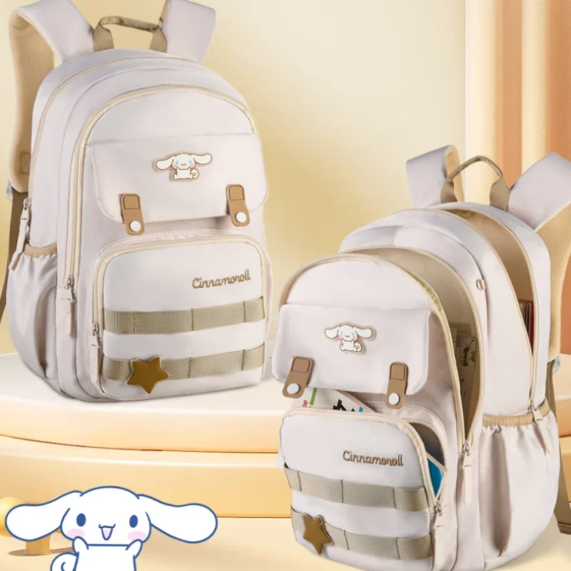 

Sanrio Cinnamoroll Schoolbag Primary School Students Teenagers Backpack Fashion Cute Cartoon Animation Large Capacity Schoolbags