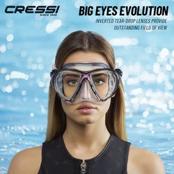 Cressi Scuba Diving Mask Snorkeling nuoto lente in vetro temperato basso Volume grandi occhi Evolution