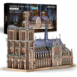 Piececool Rompecabezas Metal Cathedral de Notre Dame, París, Kits de construcción de maquettes, jouets pour adultes, cadeaux d'anniversaire