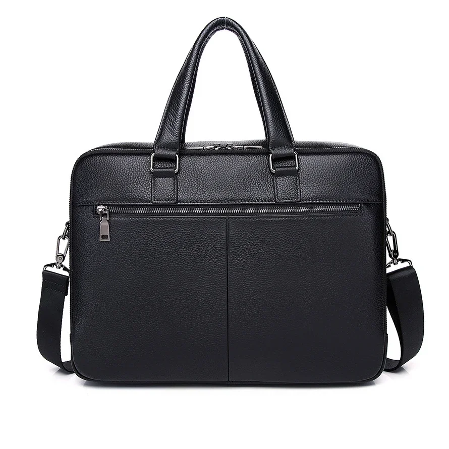 2024 New Laptop Bags Cow Genuine Real Leather Men's Briefcase Luxury Brand Male Handbags Men Messenger 14 Inch Computer Bag