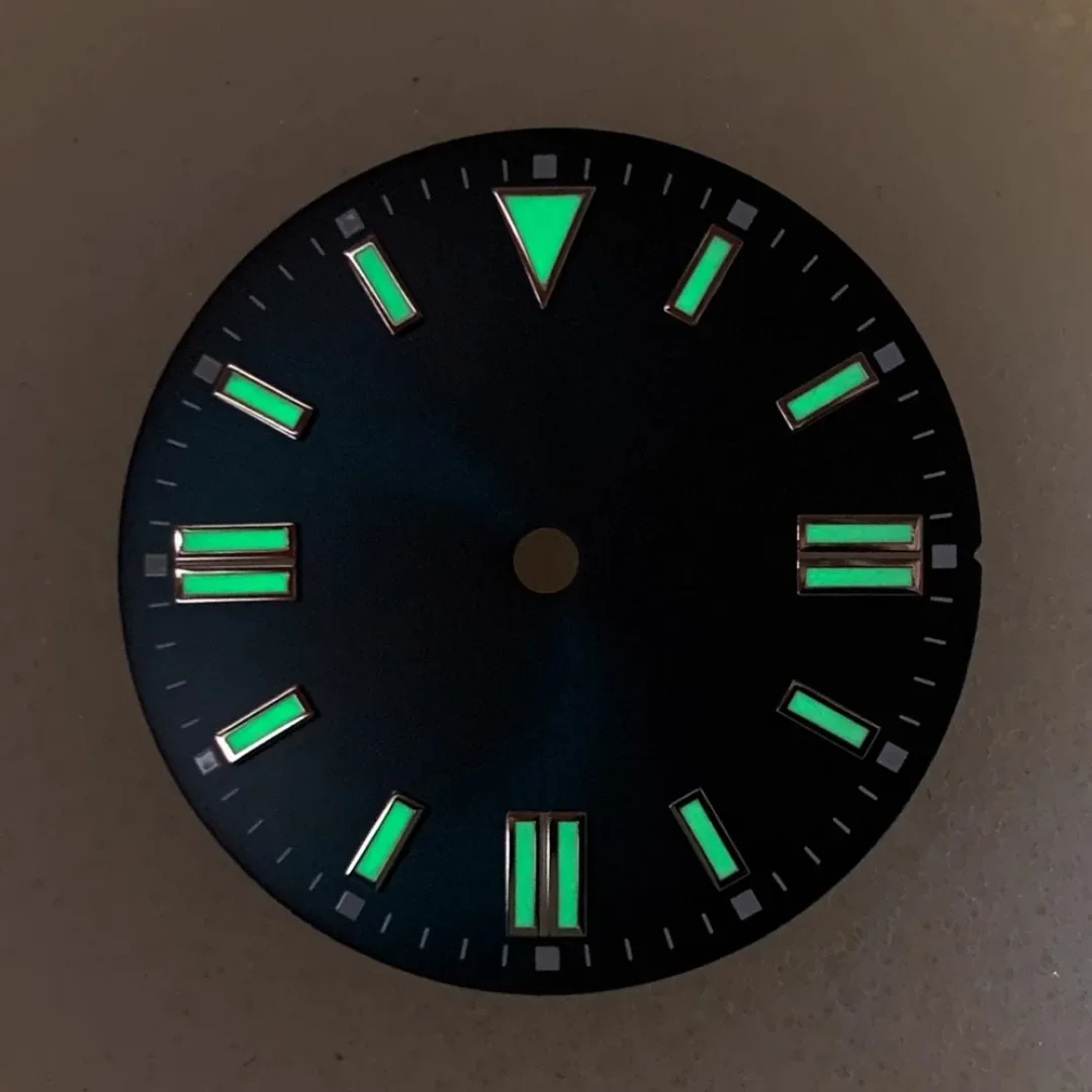 28.5mm Enameled Watch Dial Colorful Green Luminous Watch Faces for NH35/ ETA2836/ 8215 Automatic Mechanical Movement