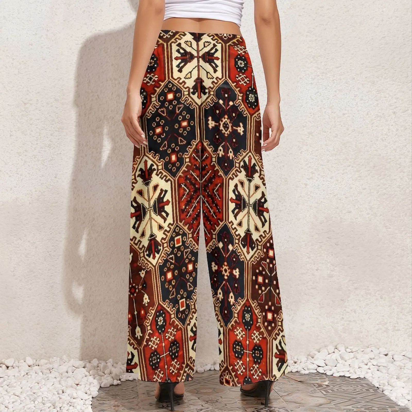 Tribal Vintage Ethnic Straight Pants Patchwrok Print Sexy Wide Leg Pants Woman Oversize Beach Pattern Trousers