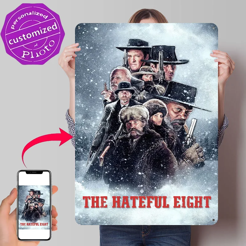 The Hateful Eight Movie Personalized 3D Textured Metal Poster Wall Art Vintage Tin Signs for Decoration Room Decor Luxury Home
