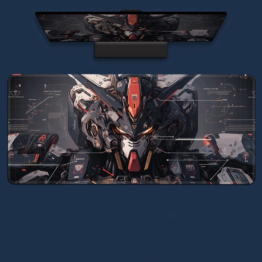 

Большой коврик для мыши Mecha Warrior, крутые коврики для клавиатуры ноутбука в стиле аниме, игровой коврик для киберспорта, удлиненные офисные противоскользящие резиновые коврики для стола