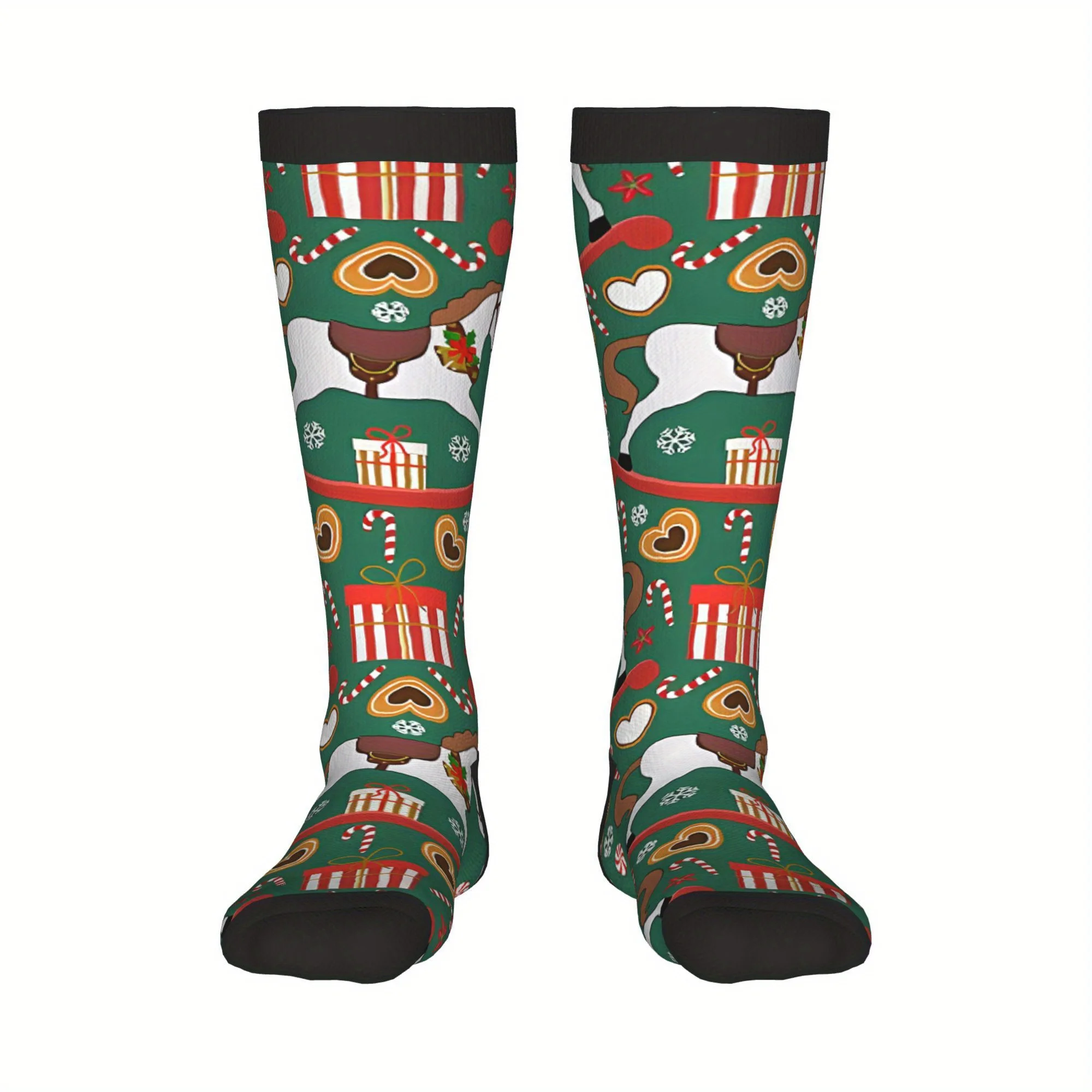 جوارب هيب هوب لعيد الميلاد، تصميم عتيق لخبز الزنجبيل على شكل حصان هزاز، مناسب للرجال والنساء #2