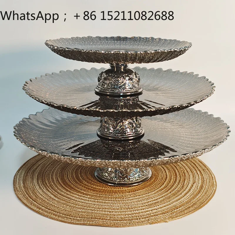 LLY Light Luxury Crystal Glass Fruit Plate, Living Room Candy Plate, French Vintage Home Style Thickened Glass Fruit Plate