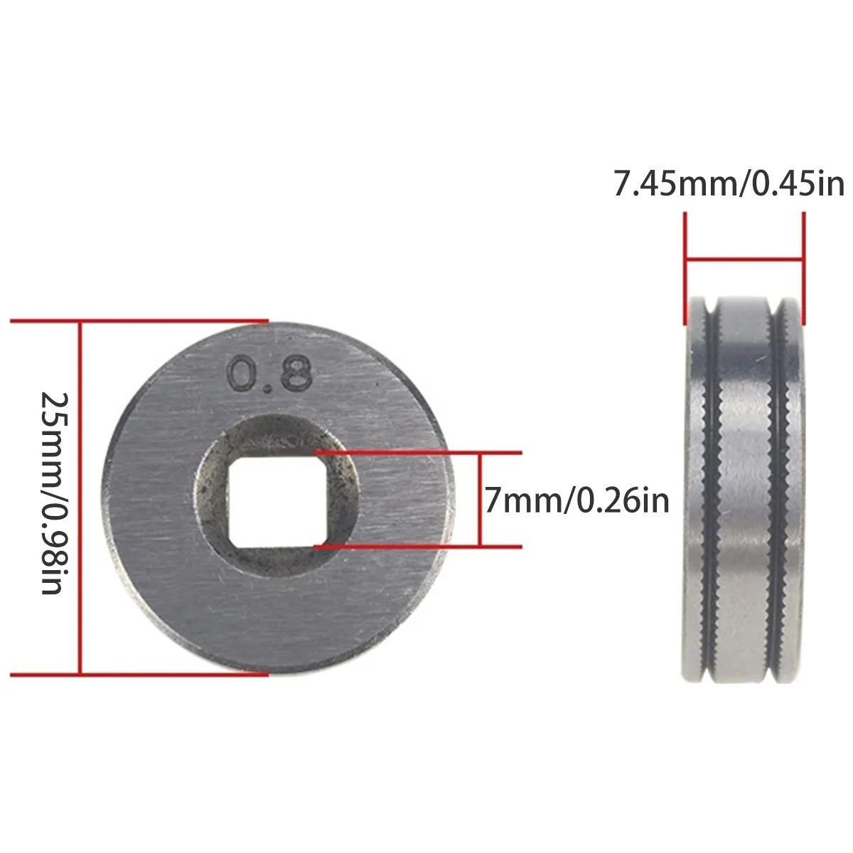 Knurled Groove Wire Roll Wheel 0.6-0.8mm/0.8-1.0mm Stainles Steel Welding Line Feeding Roll Compatible with MIG Welder Equipment