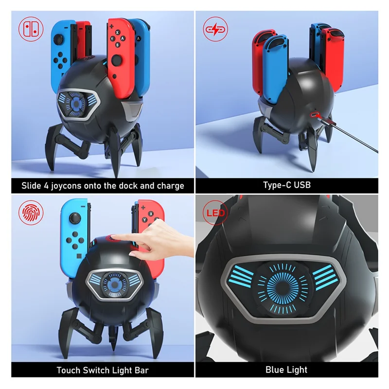 

Dependable-4-In-1 Joy-Con Charger Grip For Nintendo Switch & OLED For NS Game Controller LED Indicator Charging Dock Station