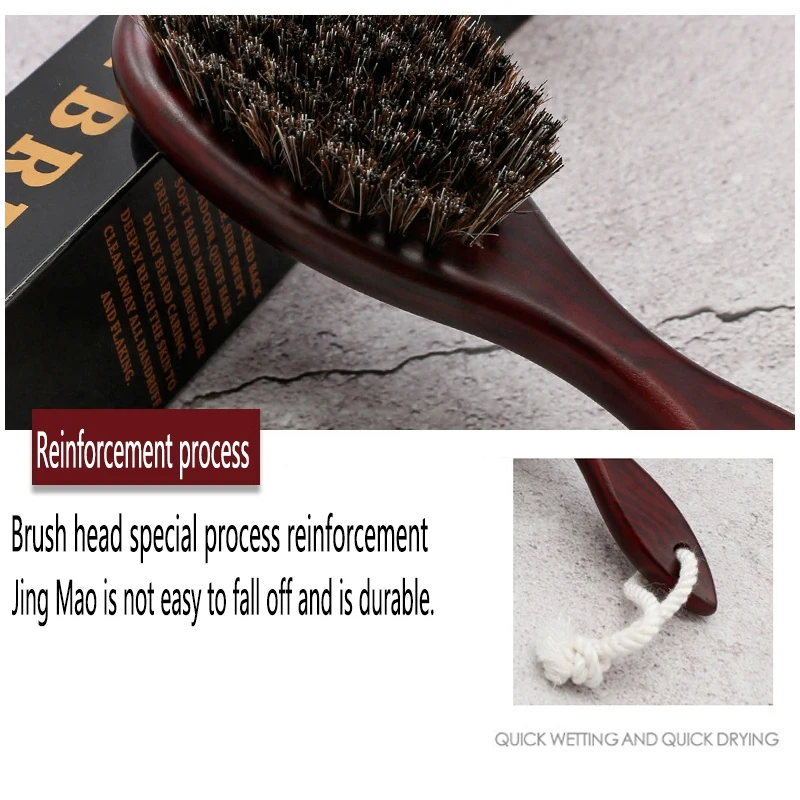 Horse Hair Wave Hair Beard Brush Hair Comb Wooden Handle Large Curved Comb Men Natural Hair Combs Hair Styling Tools