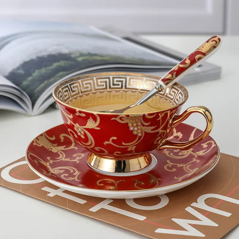 British Style Retro High Grade Ceramic Coffee Cup And Saucer Porcelain Coffee Set Tea Cup And Saucer Classic Drink Gift