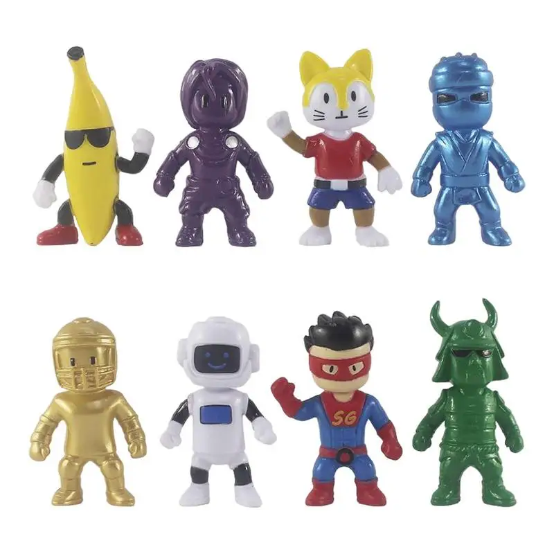 Cartoon Game Stumbling Guys Figuras de Ação, Estátua Modelo PVC, Pista Challenger Coleção, Tipo Multiplayer, Brinquedo Presente do Miúdo, 8Pcs