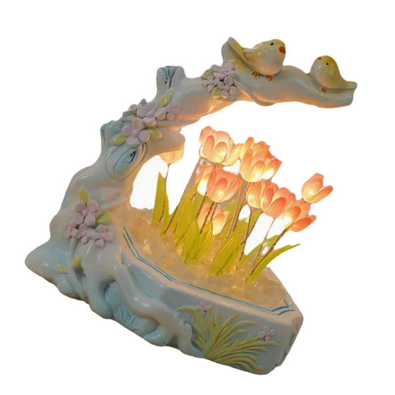 

B84B-Tulip Night Light Battery Operated Tulip Flower Table Lamp Cute Simulation Tulip LED Nightlight Handmade Bedside Light