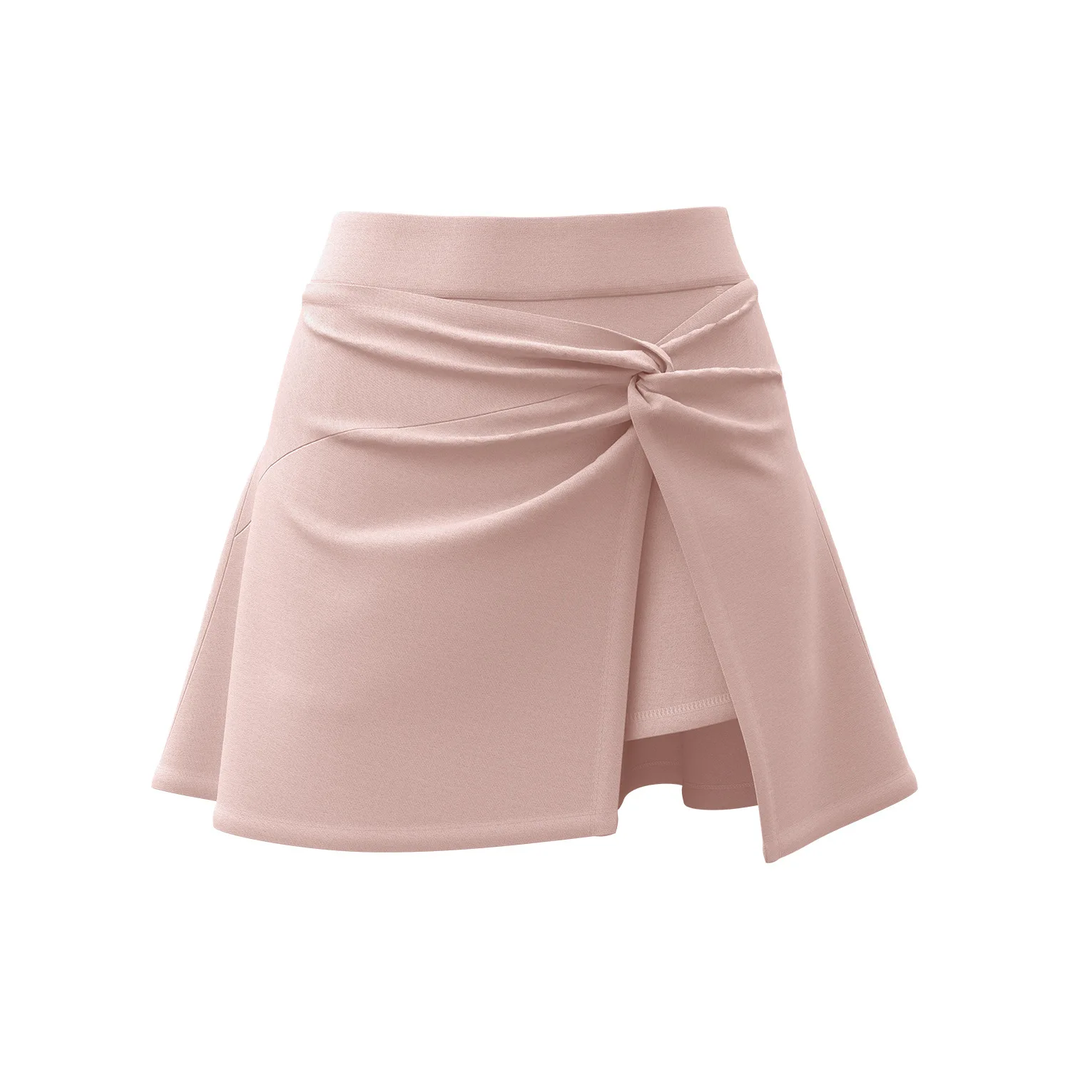 High-Waisted Tennis Skirt with Front Twist Detail, Anti-Exposure Band, and Pockets—Pleated Summer Skirt