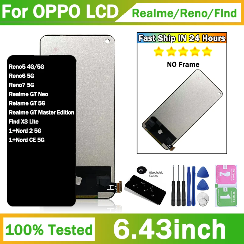 TFT For Oppo Reno 5 6 7 LCD X3 lite Display Screen Touch Digitizer For Realme GT Neo/GT 5G/GT Mater Display 1+Nord 2/CE 5G