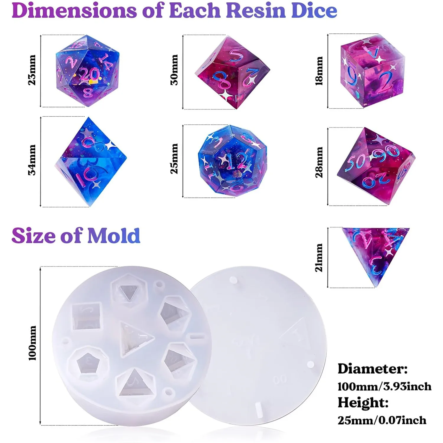 DND Dice Mold for Resin Integrated Standard Polyhedral Sharp Edge Epoxy Silicone Mould Diy Table Board Game Making Supplies Tool