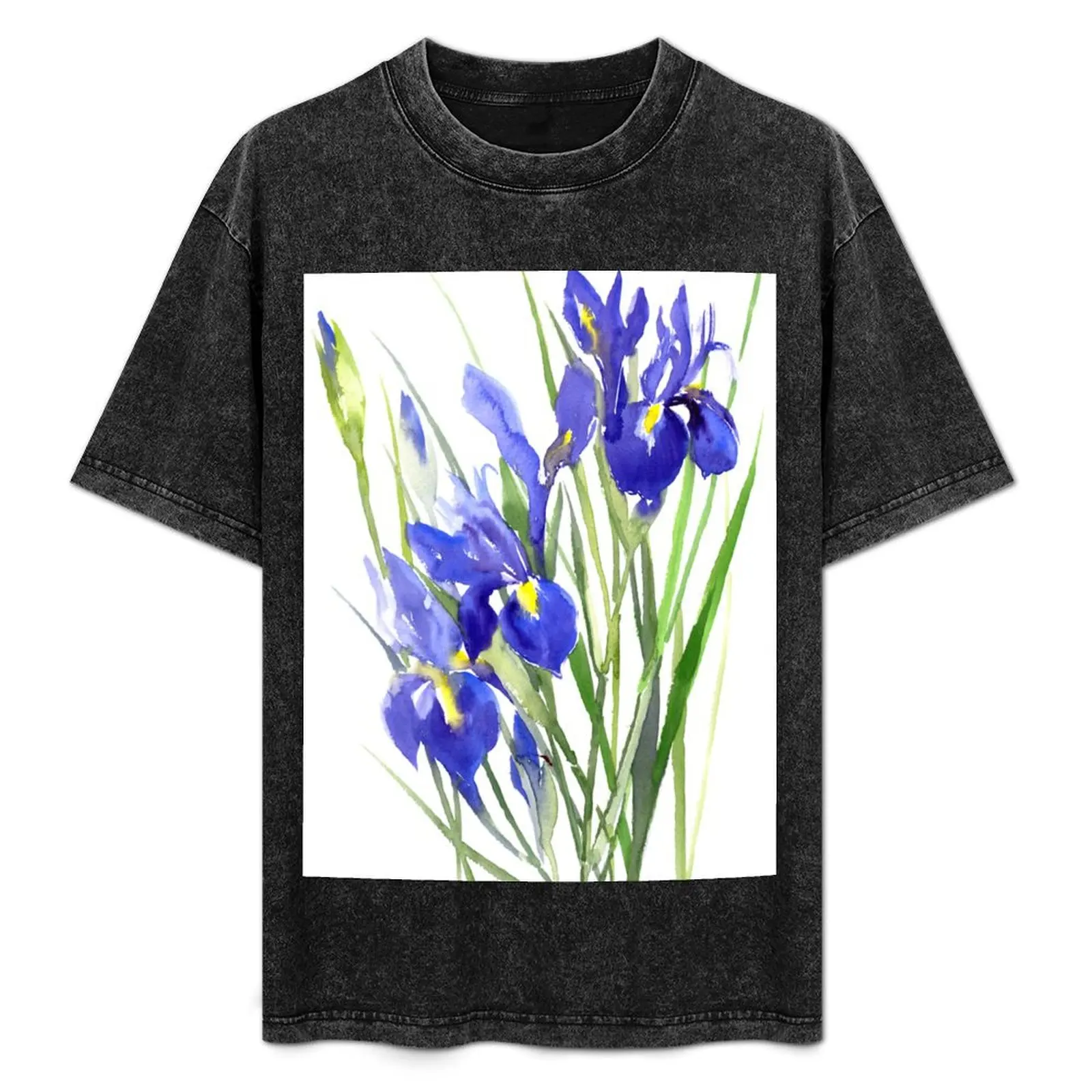 

Blue Irises T-Shirt cotton graphic tees Blouse plus size clothes mens plain t shirts