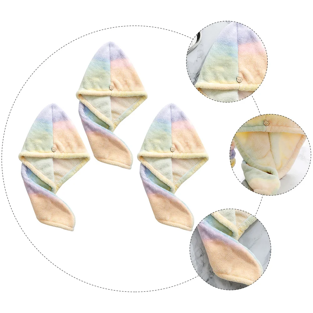 

3Pcs Coral Fleece Hair Drying Cap Quick Dry Turban Absorbent Lightweight Elastic Band Suitable for All Hair Types