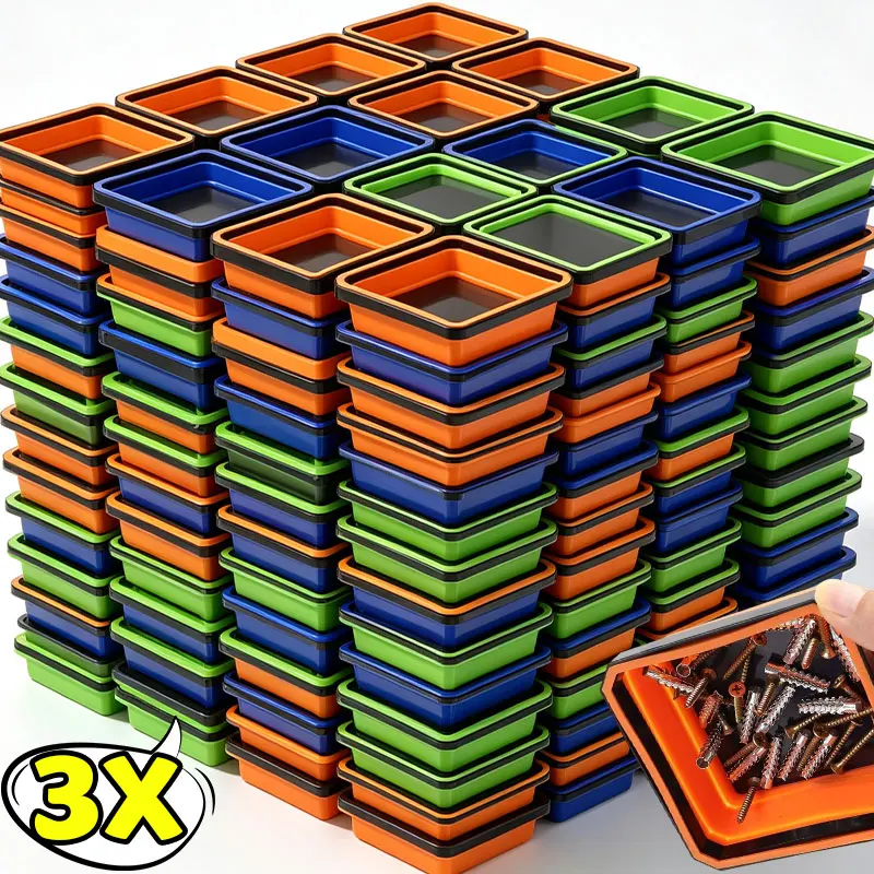 Silicone Magnet Collapsible Component Container Square Powerful Bottom Workshop Hardware Storage Lightweight Garage Fix Caddy
