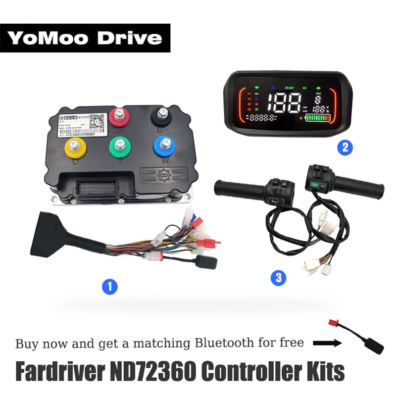 

190A/360A FarDriver ND72360 72V Controller FOC BLDC With N7 Display T08 Throttle For 3000W-4000W Motor Electric Motorcycles Bike