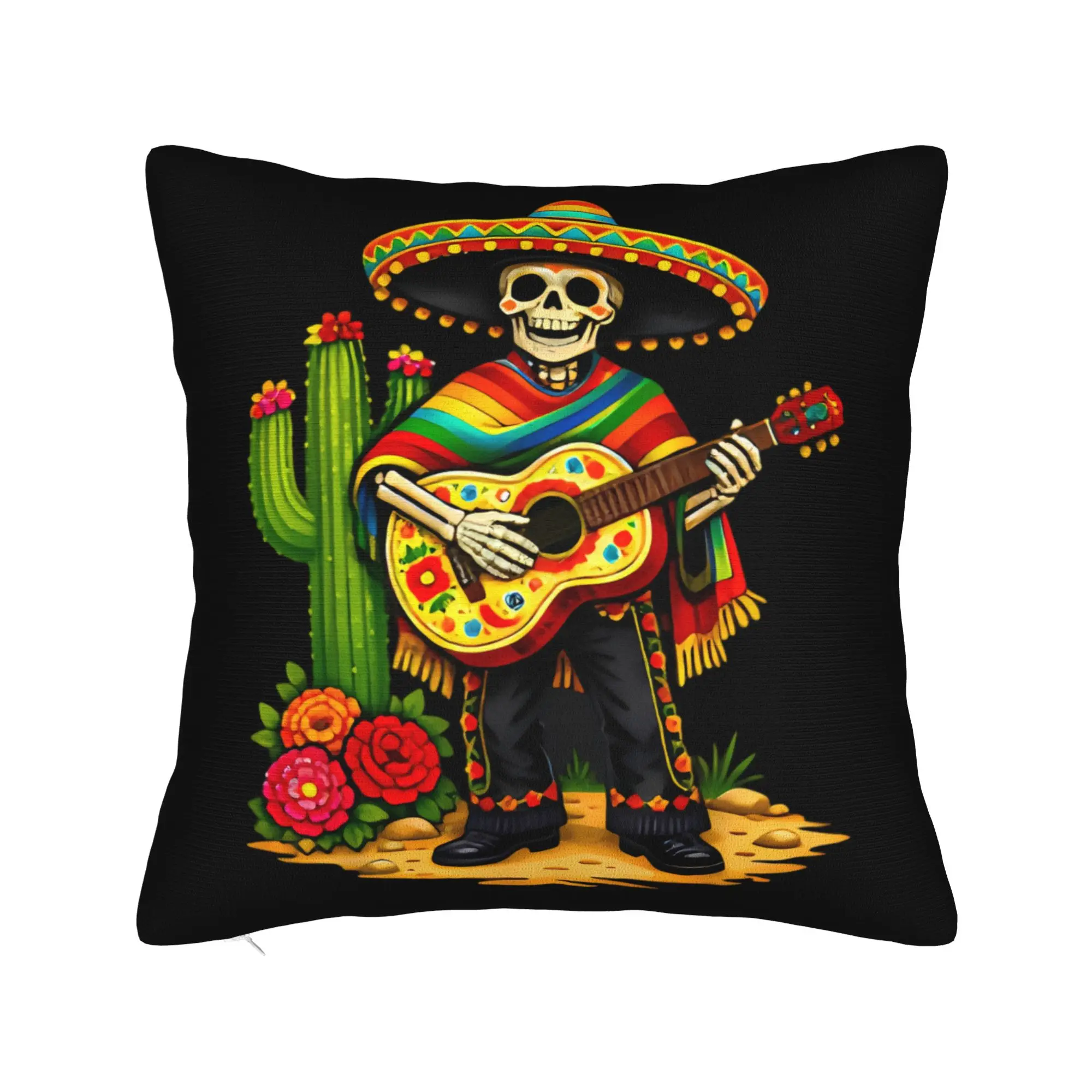 Let's FIESTA Party Printed Pillow Cover Mexican Amigo Cinco De Mayo Sombrero Retro Trendy Pillow Case For Living Room Bed Chair