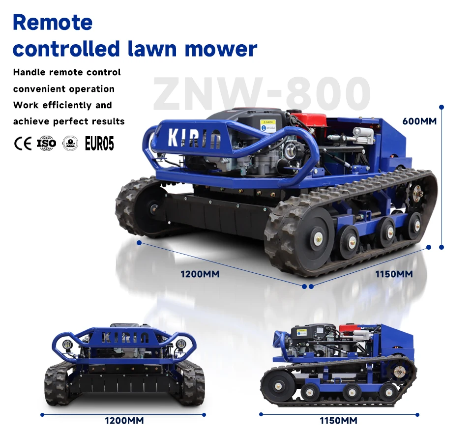 ZNW-800 Remote Control Tracked Lawn Mower - 23HP Powerful Engine, 45° Hill Climb, 3800㎡/H High Efficiency, Heavy-Duty &Durable,