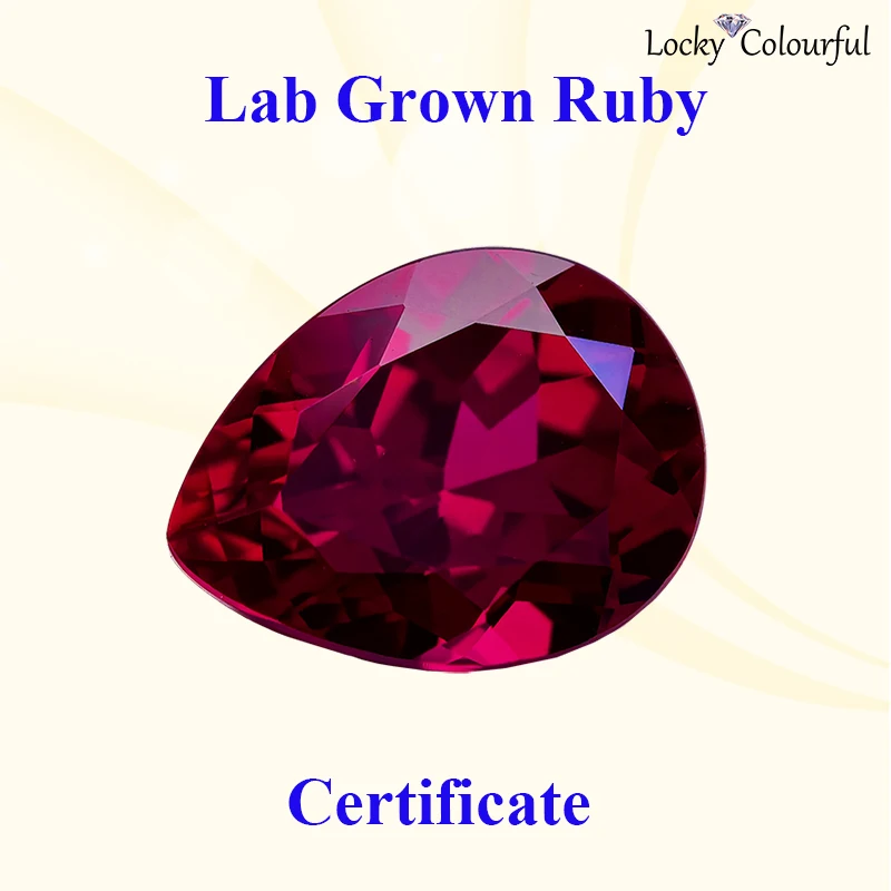 

Lab Grown Ruby Pear Shape Pigeon Blood Red Color Top Quality Charm Selectable AGL Certificate Beads for Diy Jewelry Making Rings