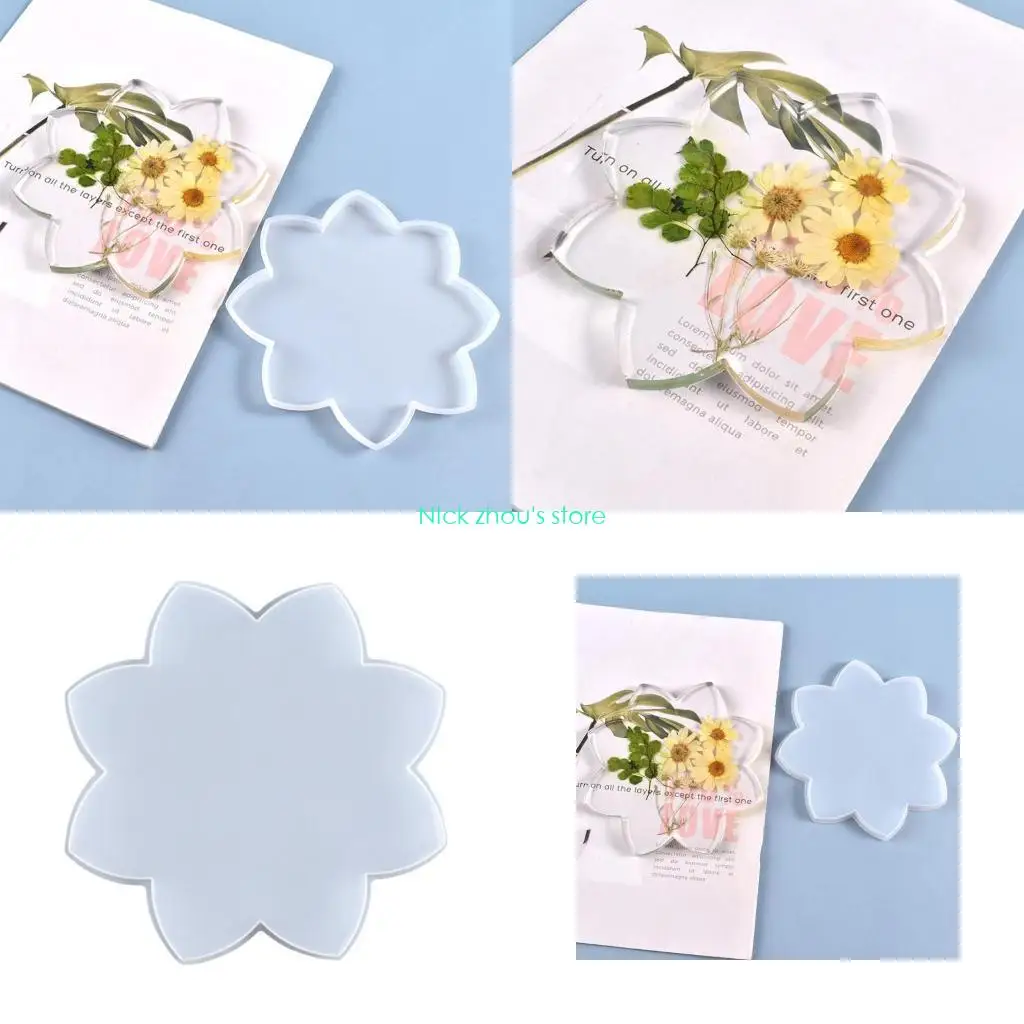 

E15E Mug Pad Tray Resin Casting Mold Epoxy Mould DIY Lotus Crystal Agate Mold