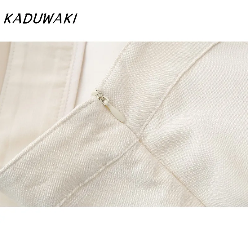 KADUWAKI Fashion Retro V-neck Sleeveless Solid Undershirt Jackets Fashion Loose Side Zipper Split Half-body Robe Ins Simple Sets