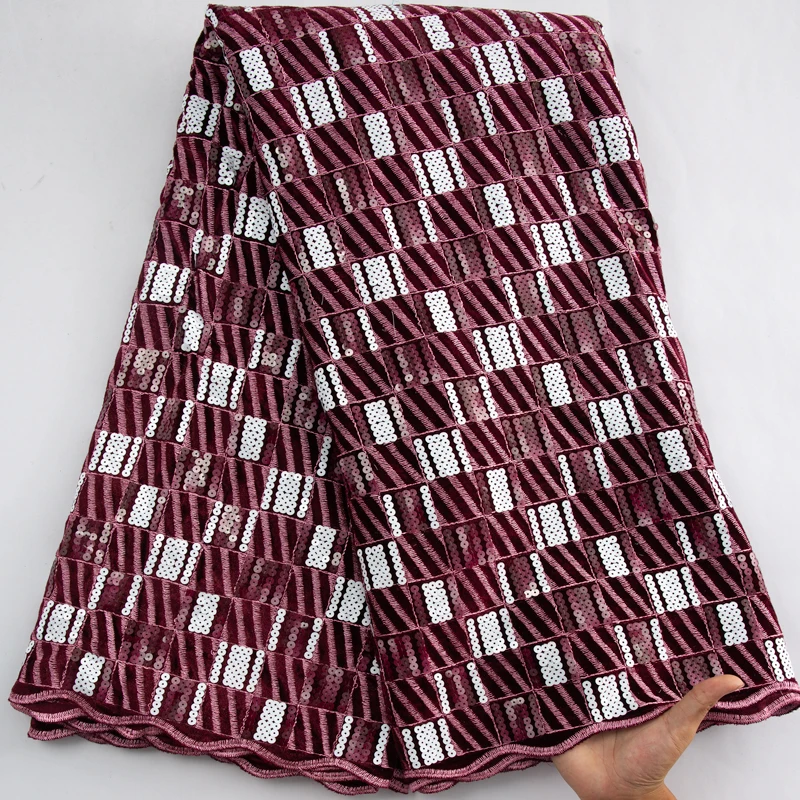2023 High Quality Velvet Lace Fabric African Lace Fabric Nigerian Sequined Material Luxurious Dress for Women Wedding Party 3521
