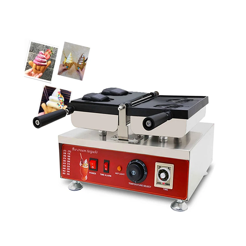 

110V/220V Taiyaki Style Shaka Cone Ice Cream Machine Non Stick Shaka Boom Taiyaki Waffle Maker in Hawaii Cafe Shop