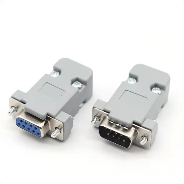 【 5Set - 1Set 】RS232 Serial Port Connector DB9 Female Socket Plug Connector 9 Pin Copper RS232 COM Adapter With Plastic Case DIY