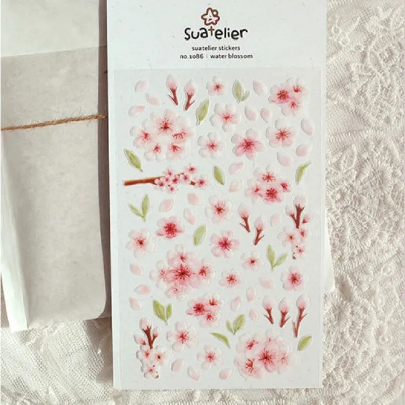 Suatelier woda Bloom kwiatem Sakura naklejki Scrapbooking śmieci dziennik pamiętnik naklejki ślubne karta DIY dokonywanie upiększeń