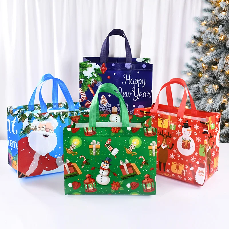 Weihnachts-Einkaufstasche mit Griffen, Weihnachtsmann, Schneemann, Süßigkeiten, Geschenkverpackung, Tasche, Frohe Weihnachten, Neujahr, Party, Dekoration, Noel-Einkaufstasche – Detail 20