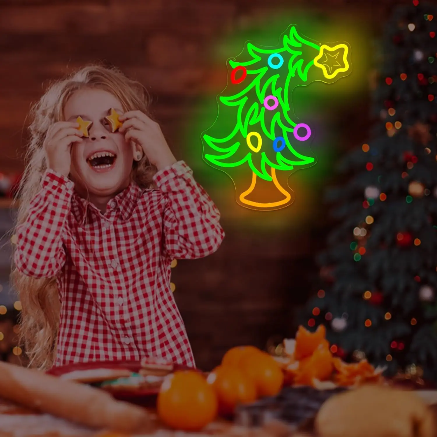 Crooked Christmas Tree Neon Neon Light Sign USB Dimmable LED Neon Sign Wall Decoration for Bedroom Gameroom  Party Gifts