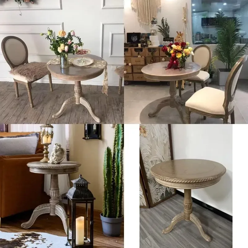 Modern European American Style Solid Wood Oak Coffee Table Retro Small Side Table Nordic Wedding Theme Mobile Phone Holder