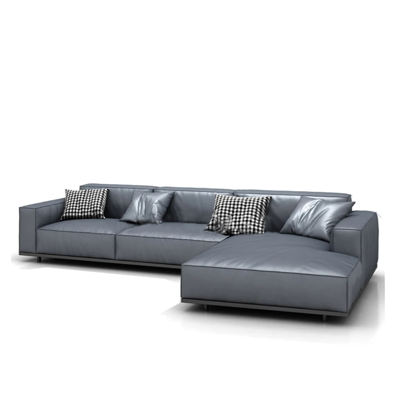 AIROW Modern Luxury L-shaped 7-seat Leather Sofa Set, Home Living Room Furniture