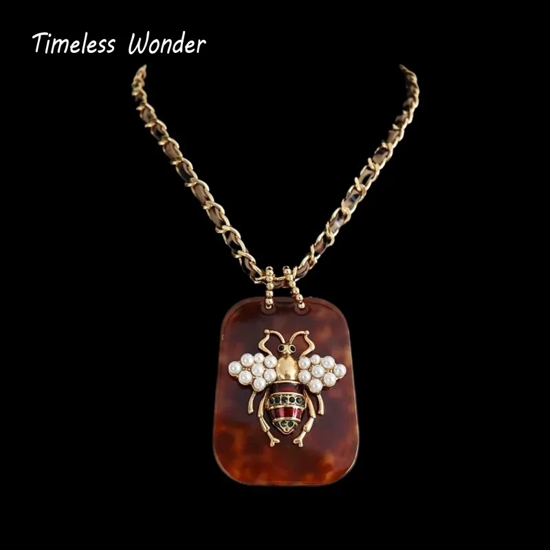 

Вневременное ожерелье из смолы в стиле ретро с эмалью и цирконием в виде пчелы для женщин, дизайнерские ювелирные изделия, модный арт-деко, винтажное сладкое 4526