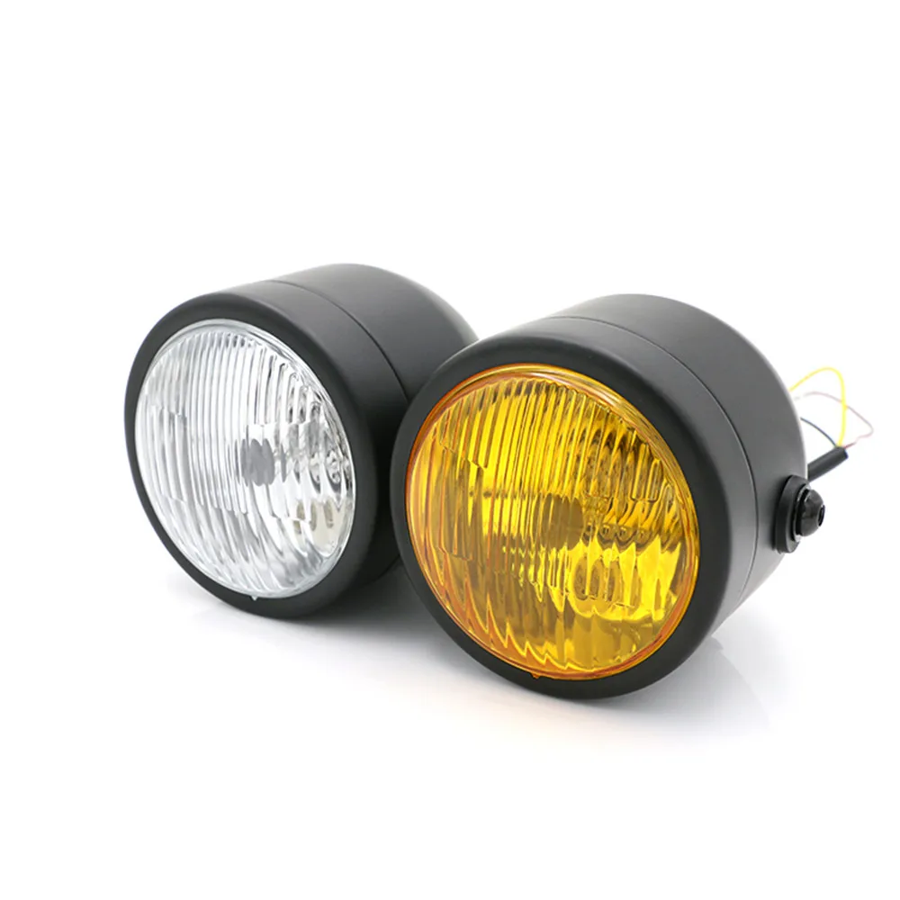 Универсальная двойная фара H4 для мотоцикла, двойная двойная лампа для Harley Softail Dyna Fat Boy FLSTF Cafe Racer Chopper Custom Bobber