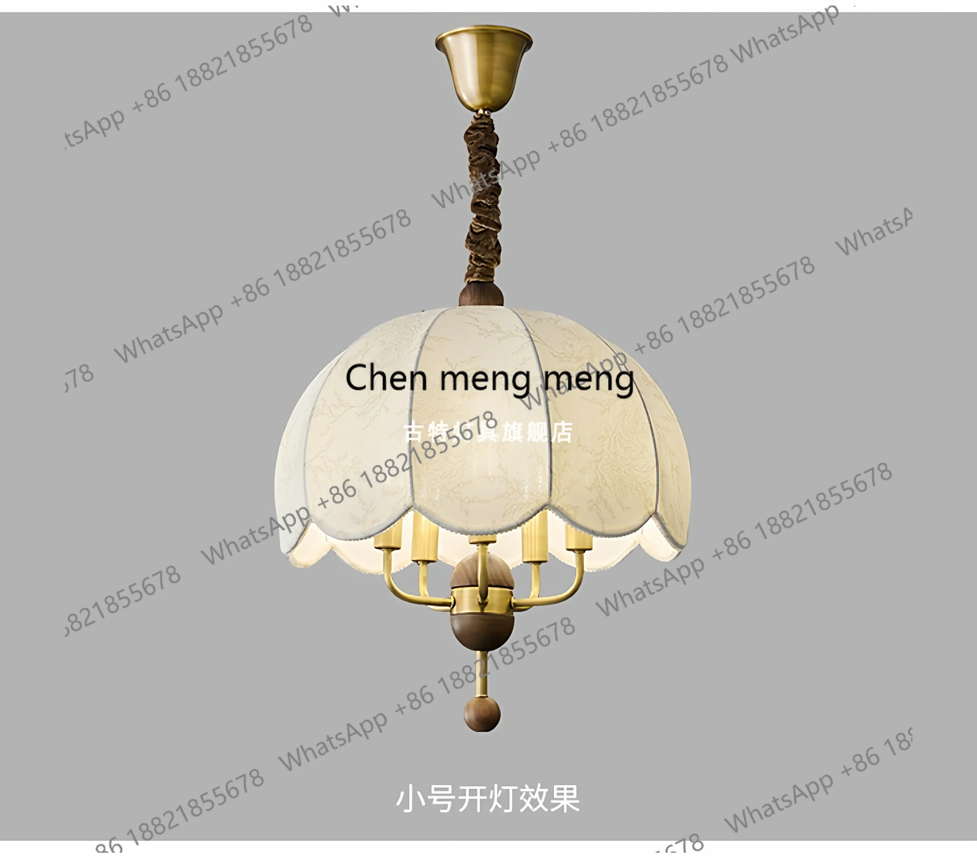 

All copper French medieval American retro North American black walnut fabric bedroom dining room chandelier