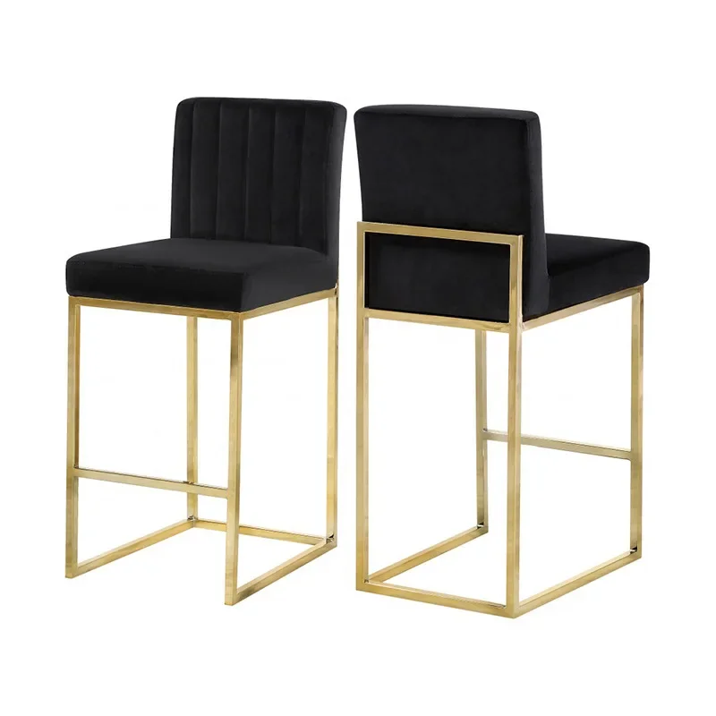 Cafe restaurant soft bag, backrest   chair, light luxury  chair, stainless steel front desk high bar stool 5