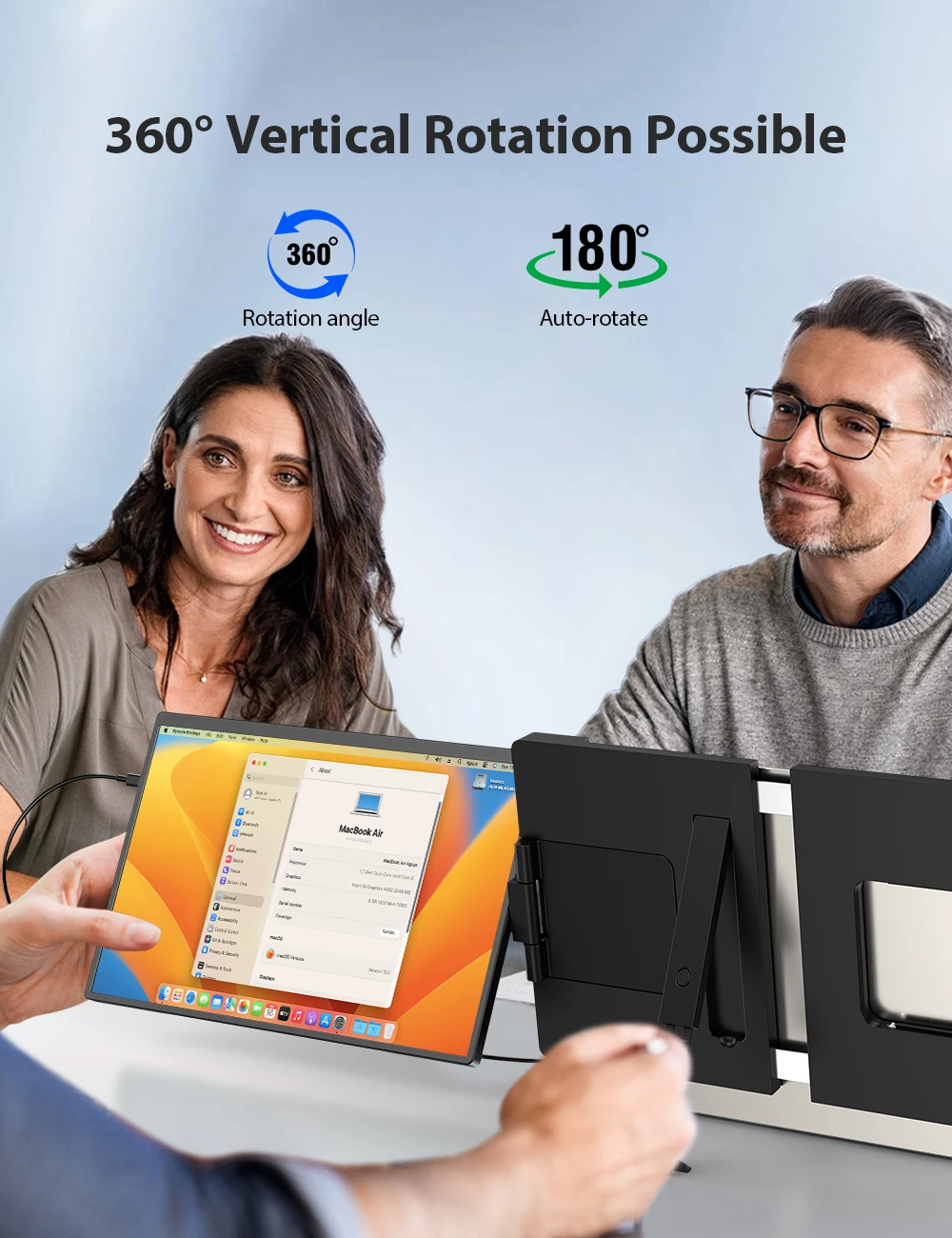 EVICIV 2K Laptop Screen Extender 14" QHD 1440P Portable Triple Monitor with 180° Automatic Rotation for Wins Mac Dex Chrome Work